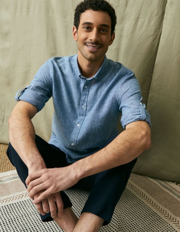 Chemise regular en lin et coton