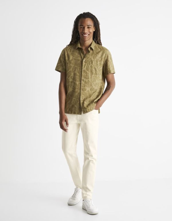 Chemise regular en lin et coton