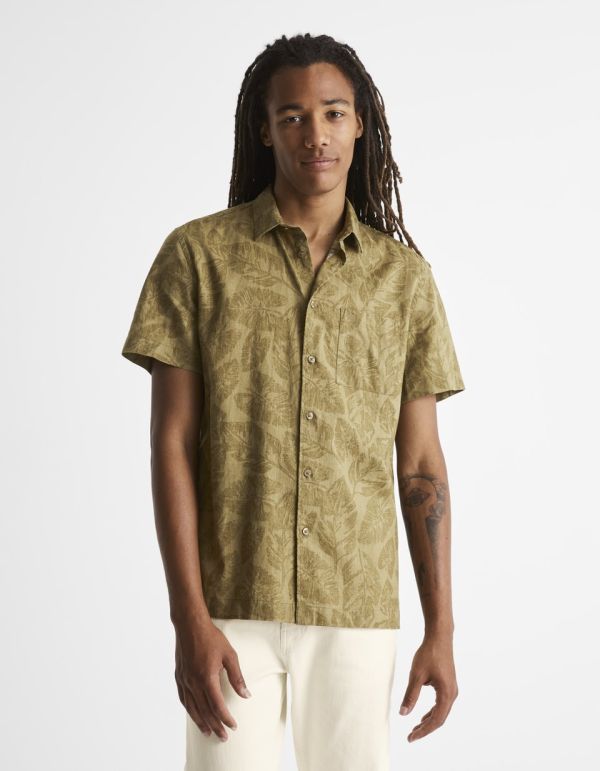 Chemise regular en lin et coton