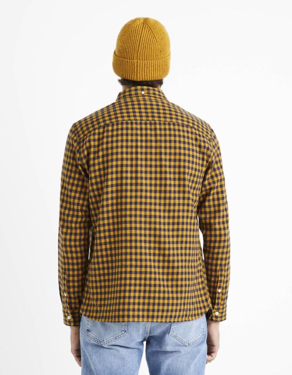Chemise regular flanelle 100% coton à carreaux - jaune