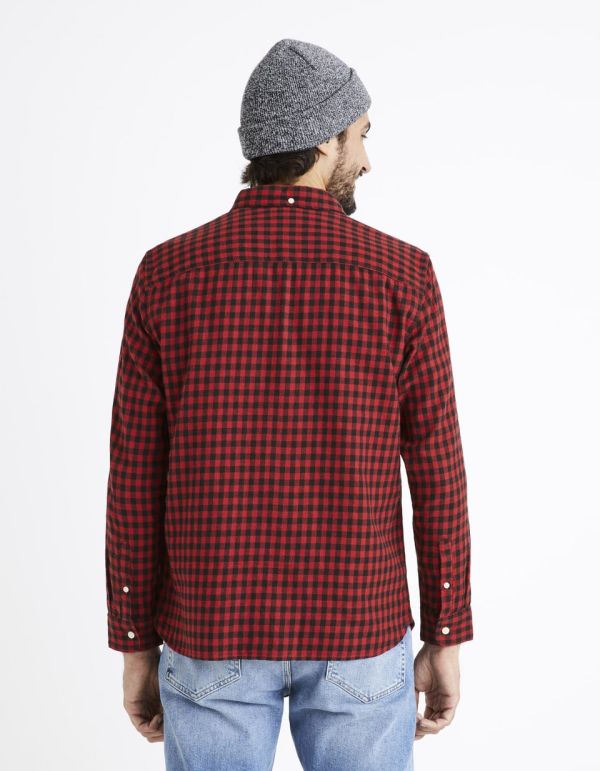 Chemise regular flanelle 100% coton à carreaux - rouge