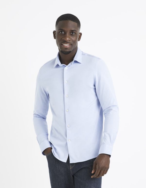 Chemise slim 100% coton maille piquée