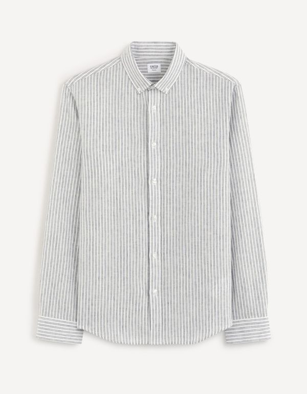 Chemise slim 100% lin rayée