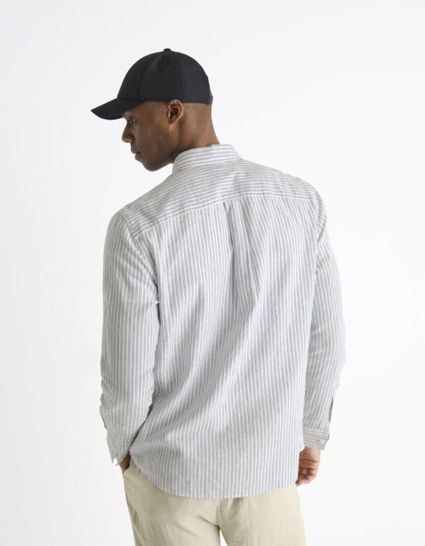 Chemise slim 100% lin rayée