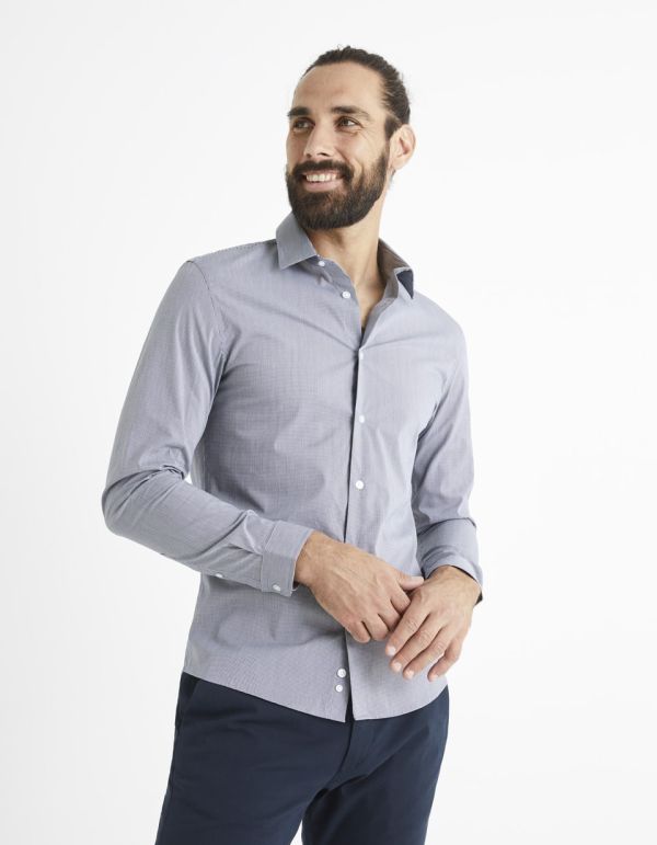 Chemise slim coton mélangé