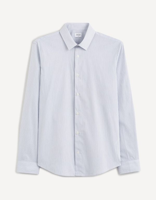 Chemise slim coton stretch - blanc rayé bleu