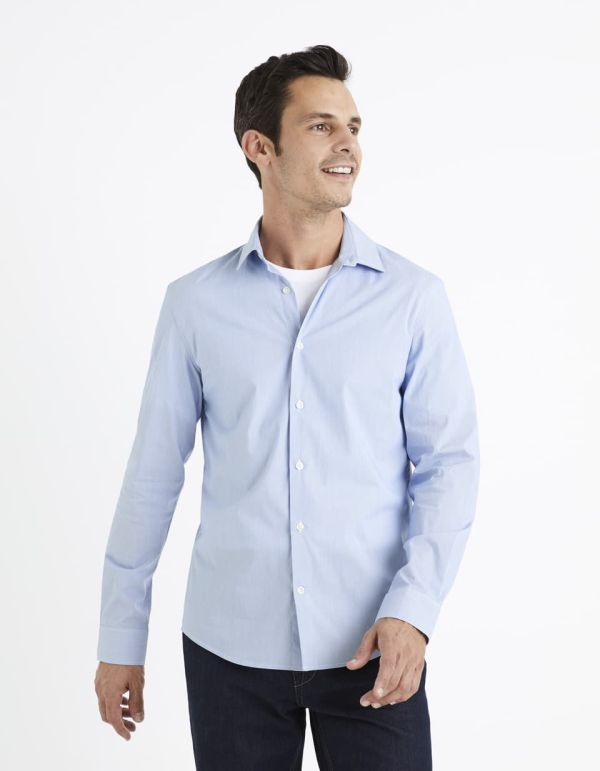 Chemise slim coton stretch - bleu