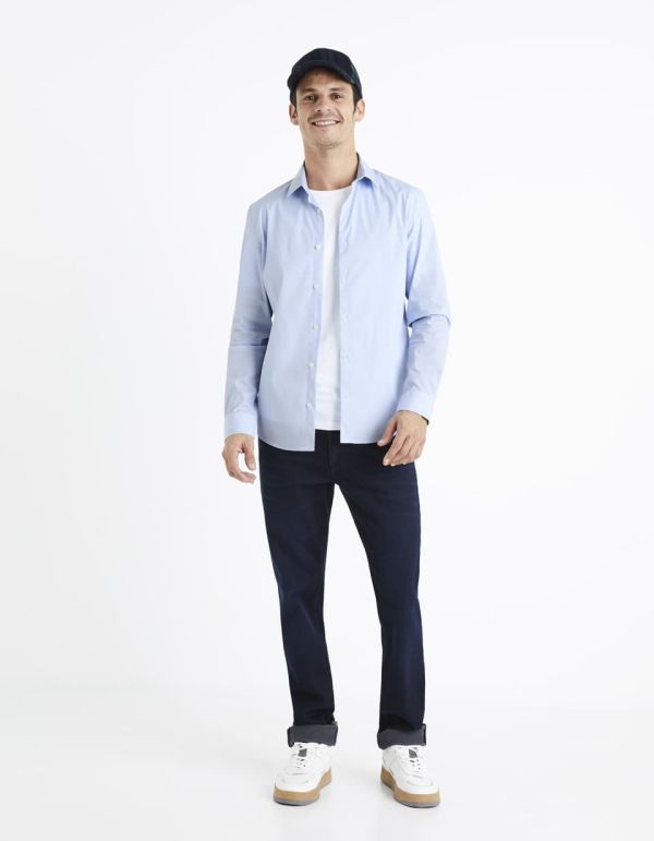 Chemise slim coton stretch - bleu