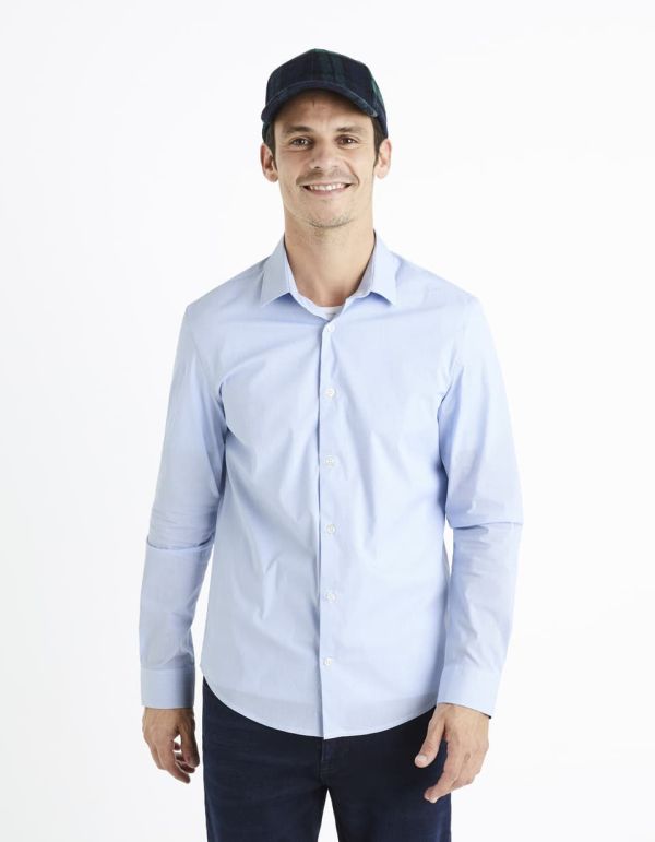 Chemise slim coton stretch - bleu