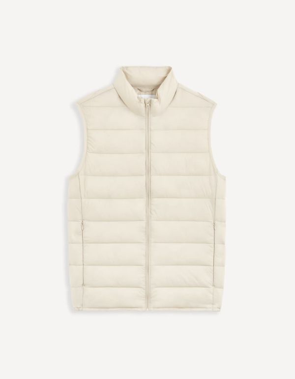 Doudoune light sans manches déperlante - ecru