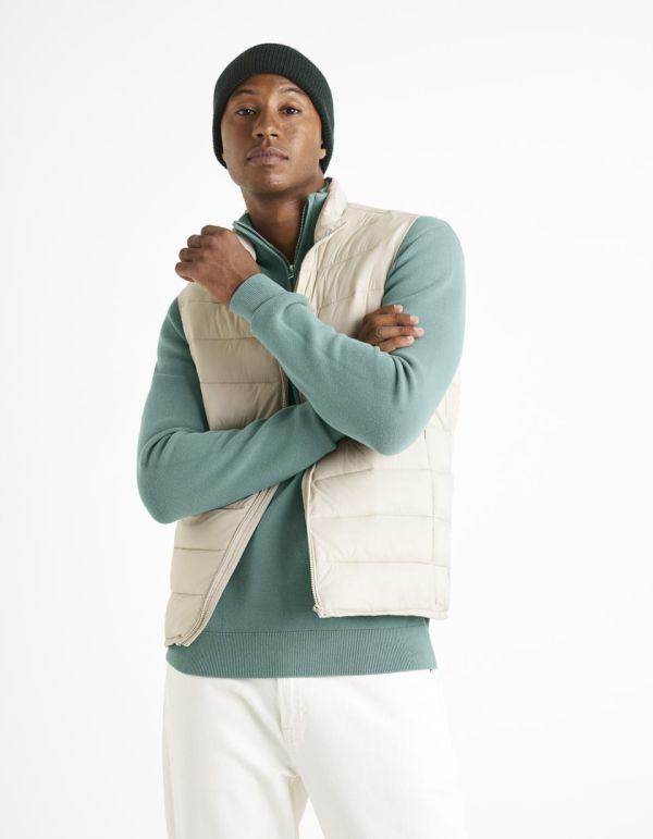 Doudoune light sans manches déperlante - ecru