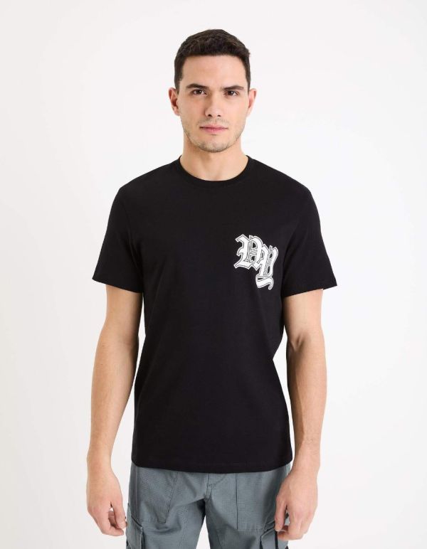 T-shirt col rond 100% coton - noir