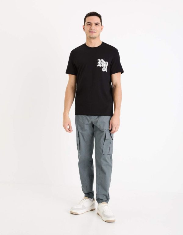 T-shirt col rond 100% coton - noir