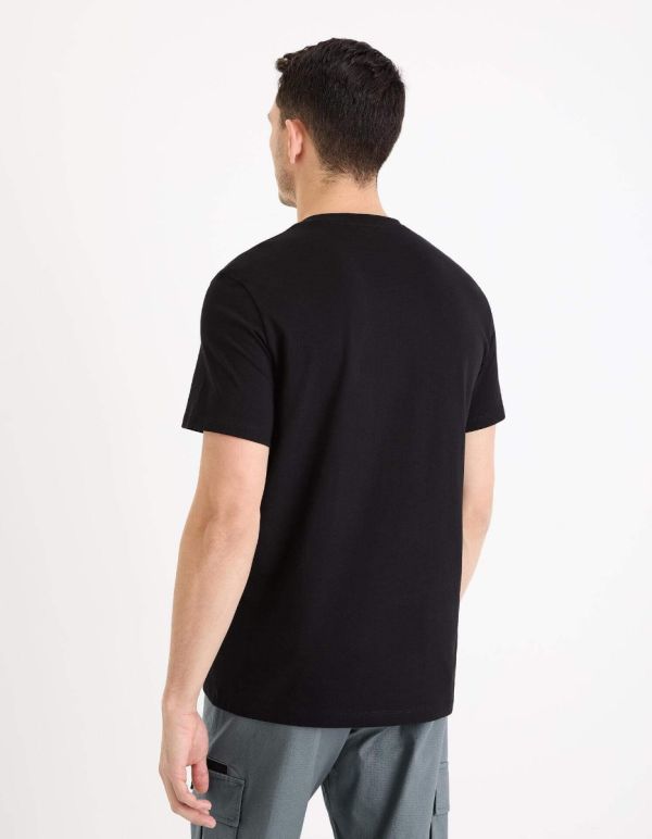 T-shirt col rond 100% coton - noir