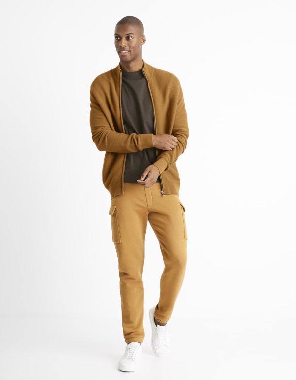 Cardigan zippé 100% coton - marron