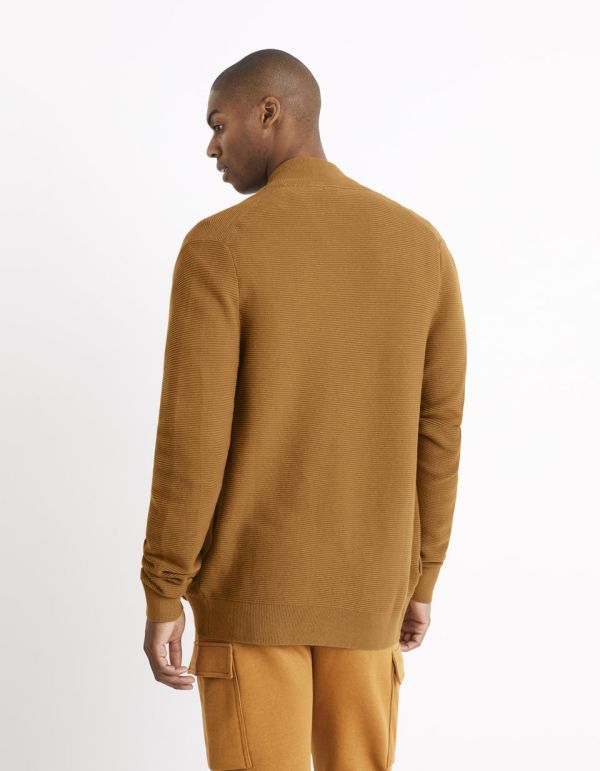 Cardigan zippé 100% coton - marron