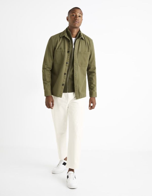 Gilet zippé en laine mélangée - kaki