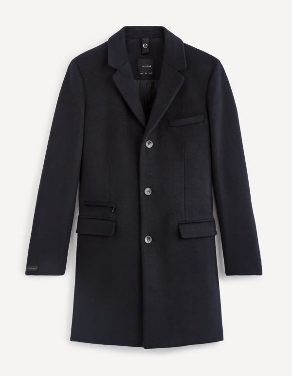 Manteau droit en laine mélangée