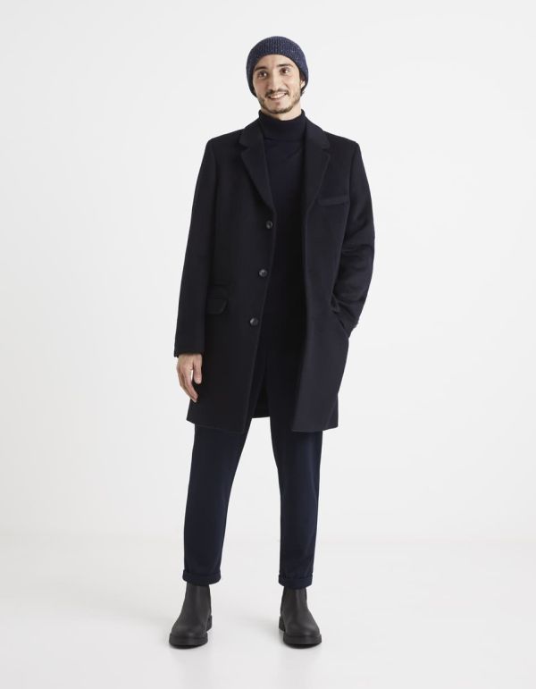 Manteau droit en laine mélangée