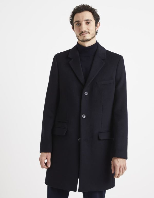 Manteau droit en laine mélangée