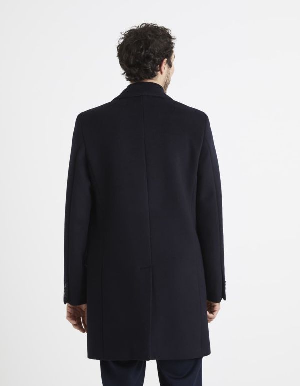 Manteau droit en laine mélangée