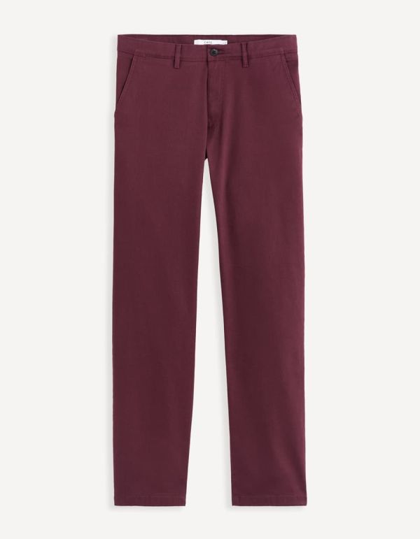 Pantalon chino straight twill stretch - bordeaux