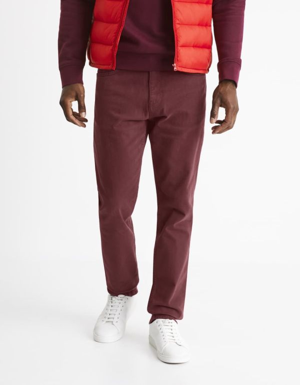 Pantalon straight 5 poches - bordeaux