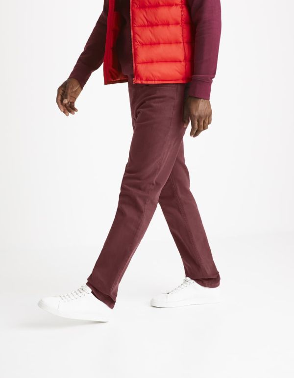 Pantalon straight 5 poches - bordeaux