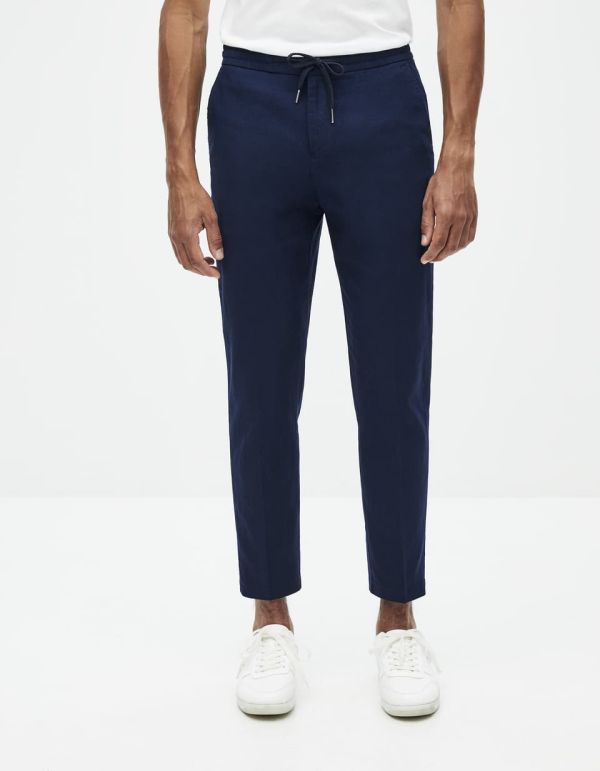 Pantalon taille élastiquée lin/coton