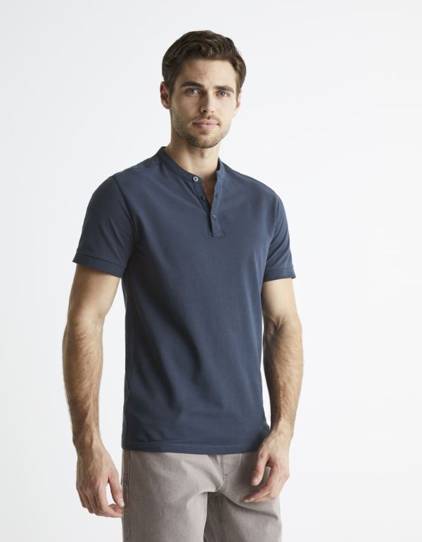 Polo col mao micro piqué coton stretch