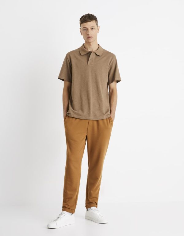 Polo piqué coupe boxy 100% coton - marron