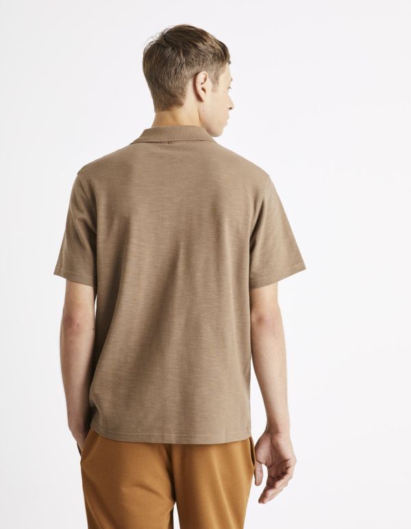 Polo piqué coupe boxy 100% coton - marron