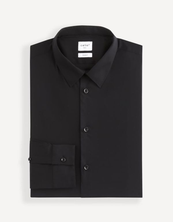 Chemise slim coton stretch - noir