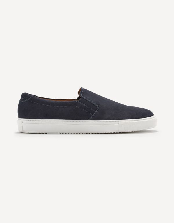 Baskets basses en cuir type slip-on
