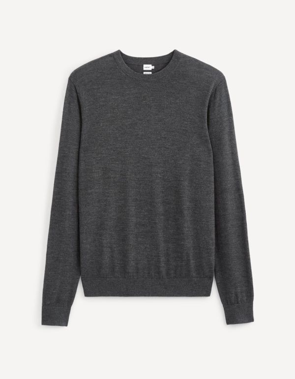 Pull col rond 100% laine mérinos extra fin