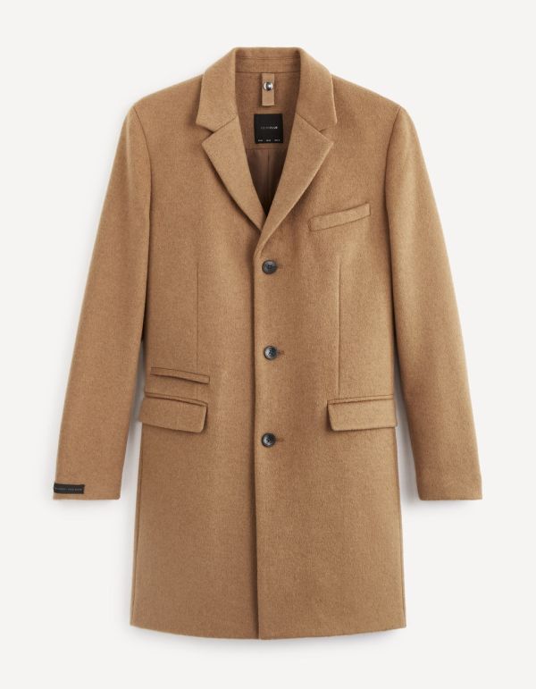 Manteau droit en laine mélangée