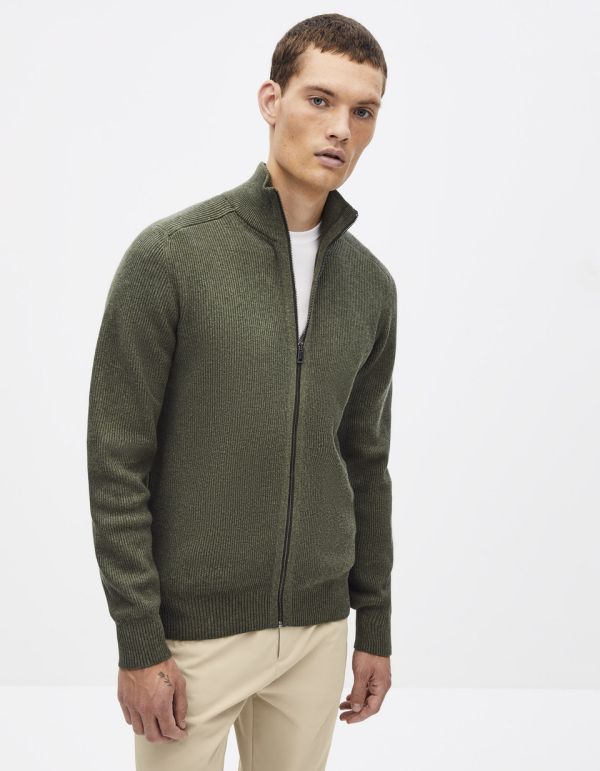 Cardigan col montant zippé 100% coton
