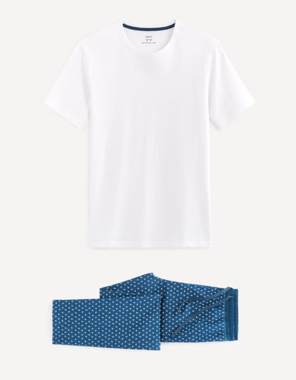 Pyjama manches courtes et pantalon coton organique