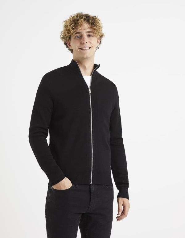 Cardigan zippé en laine mélangée