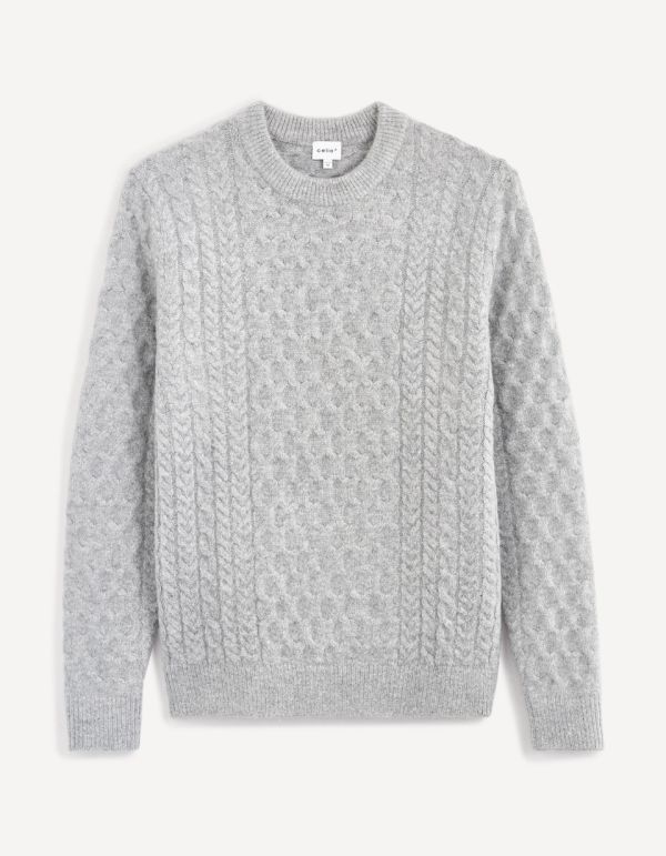 Pull col rond torsades