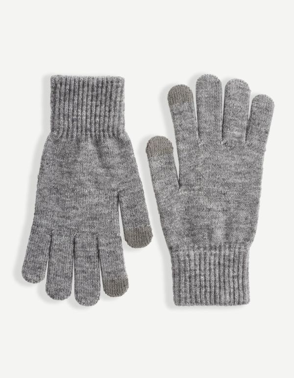 Gants en maille tactile - grey mel