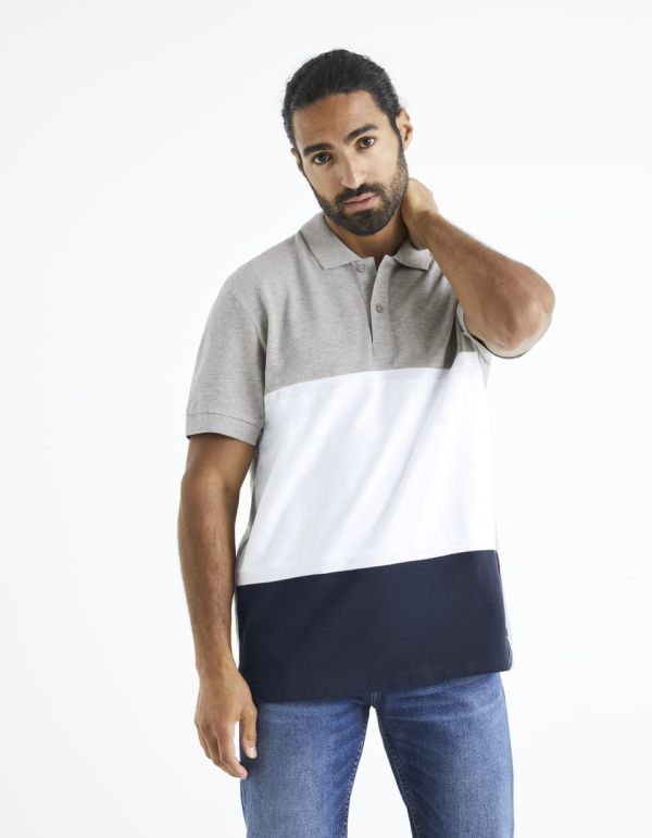 Polo piqué 100% coton color block