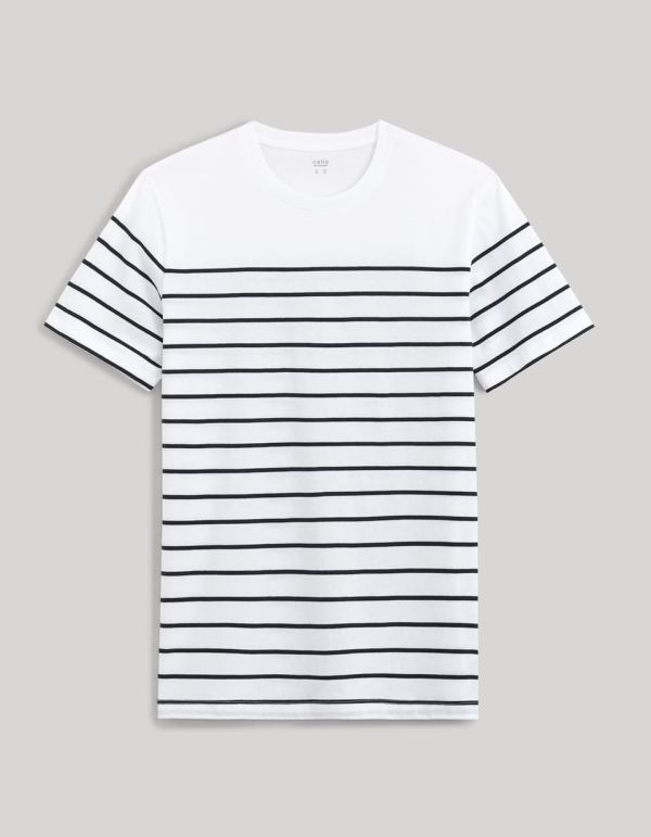 T-shirt col rond marinière 100% coton