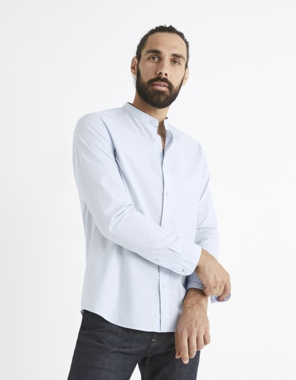 Chemise col mao regular 100% coton