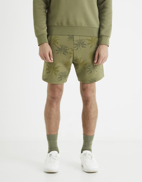 Bermuda taille élastiquée en coton mélangé