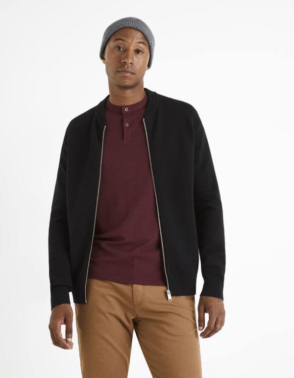 Gilet col teddy - noir