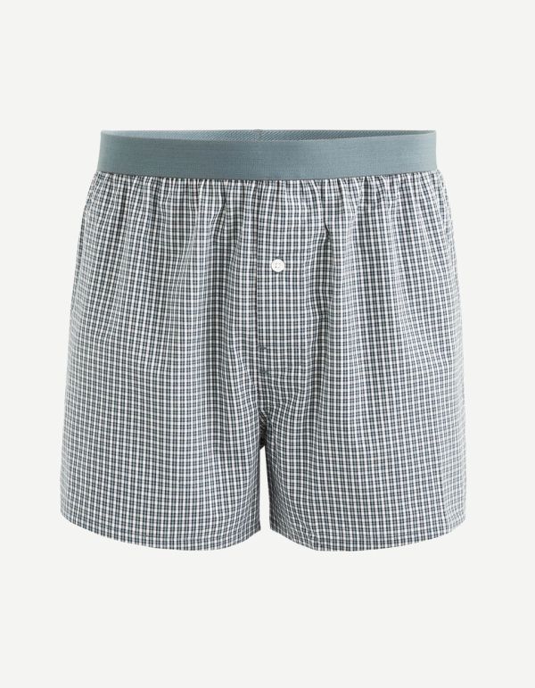 Caleçon popeline 100% coton à carreaux - vert