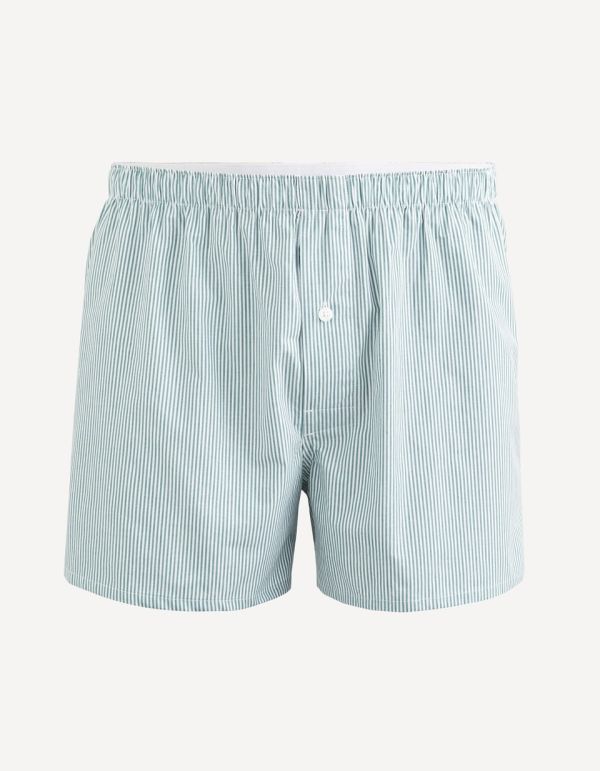 Caleçon popeline 100% coton rayé - vert