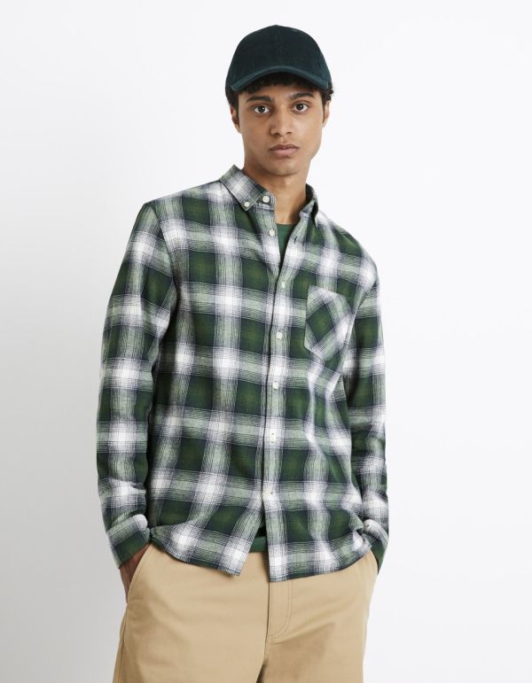 Chemise à carreaux 100% coton - vert