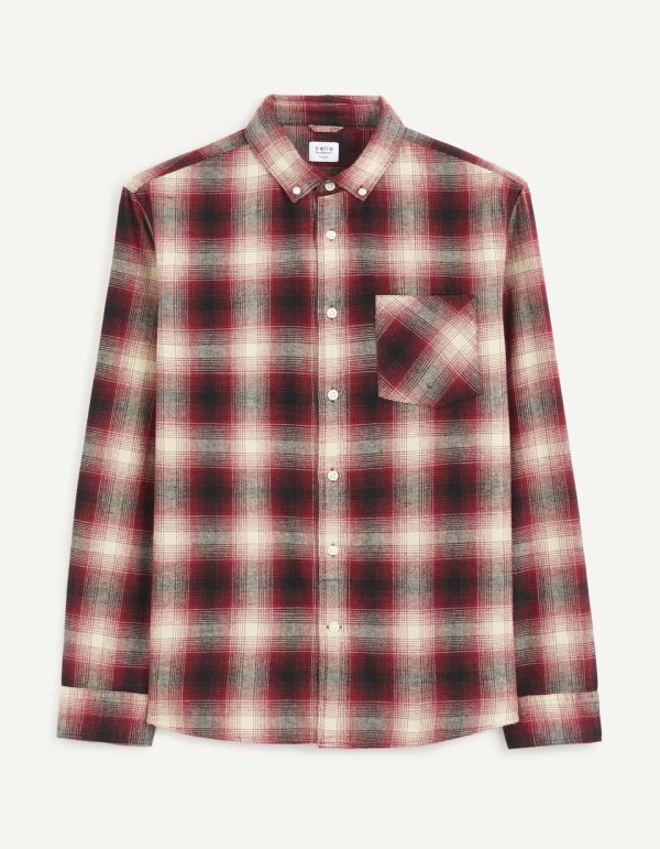 Chemise à carreaux 100% coton - rouge